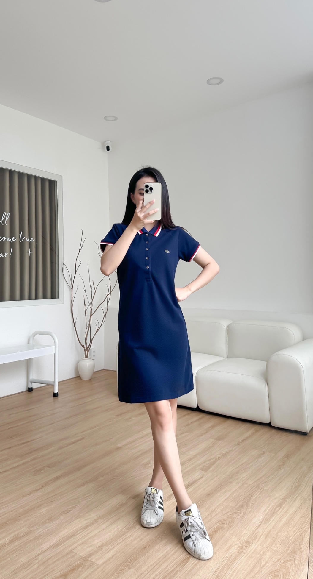 Đầm polo nữ LCSTE phối viền 144-Xanh navy