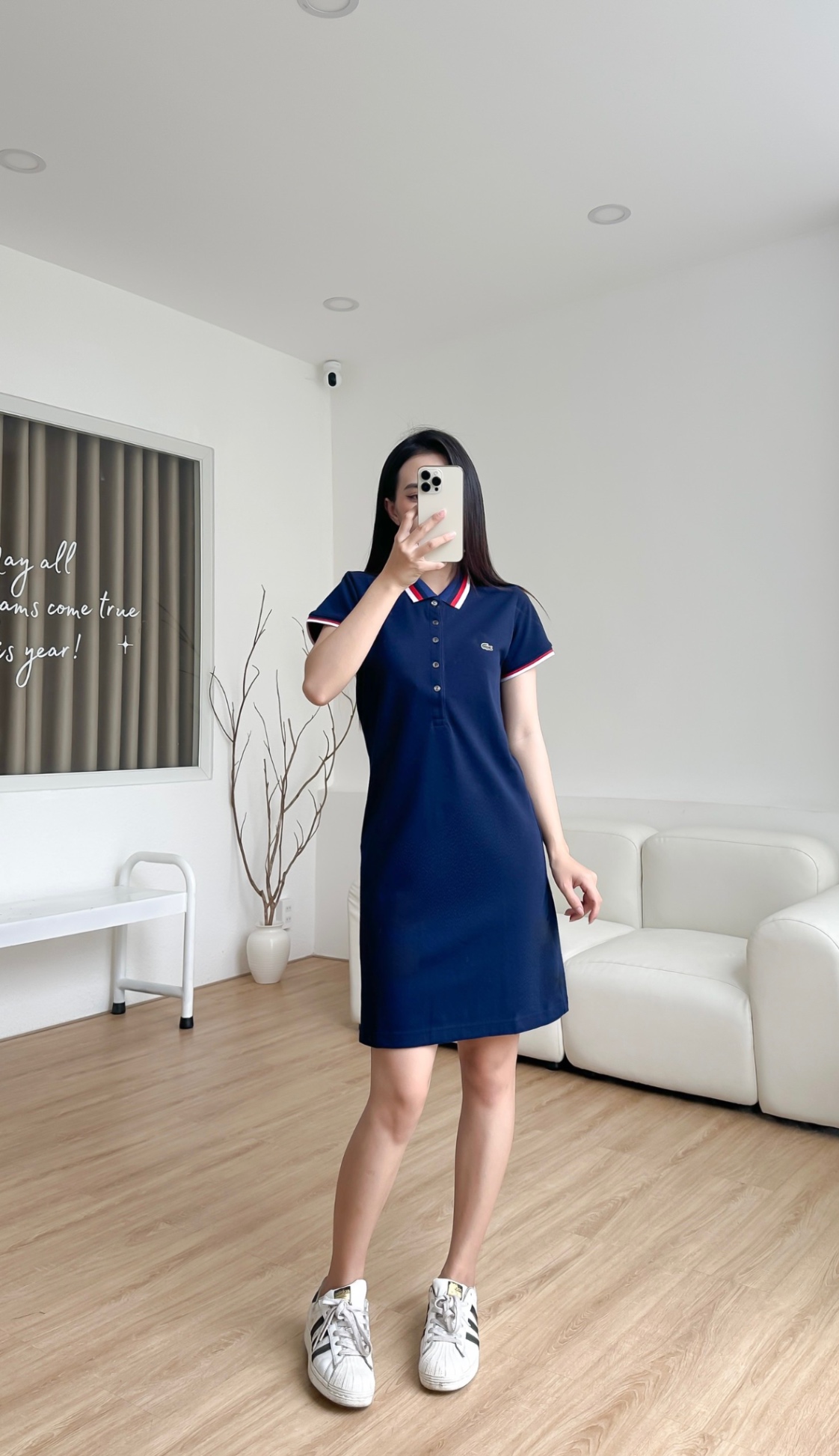 Đầm polo nữ LCSTE phối viền 144-Xanh navy