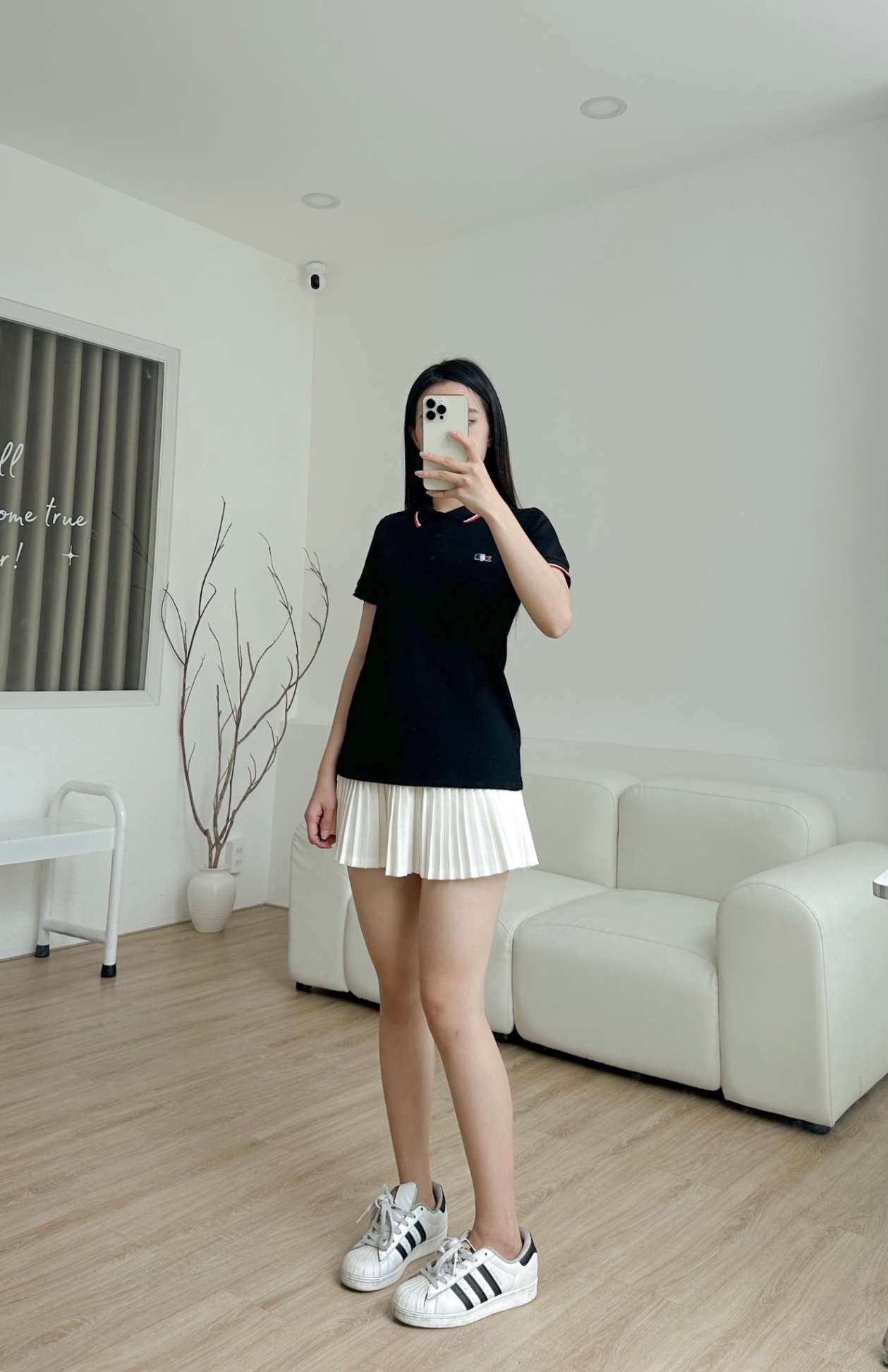 Áo polo nữ LCSTE phối viền 05-Đen