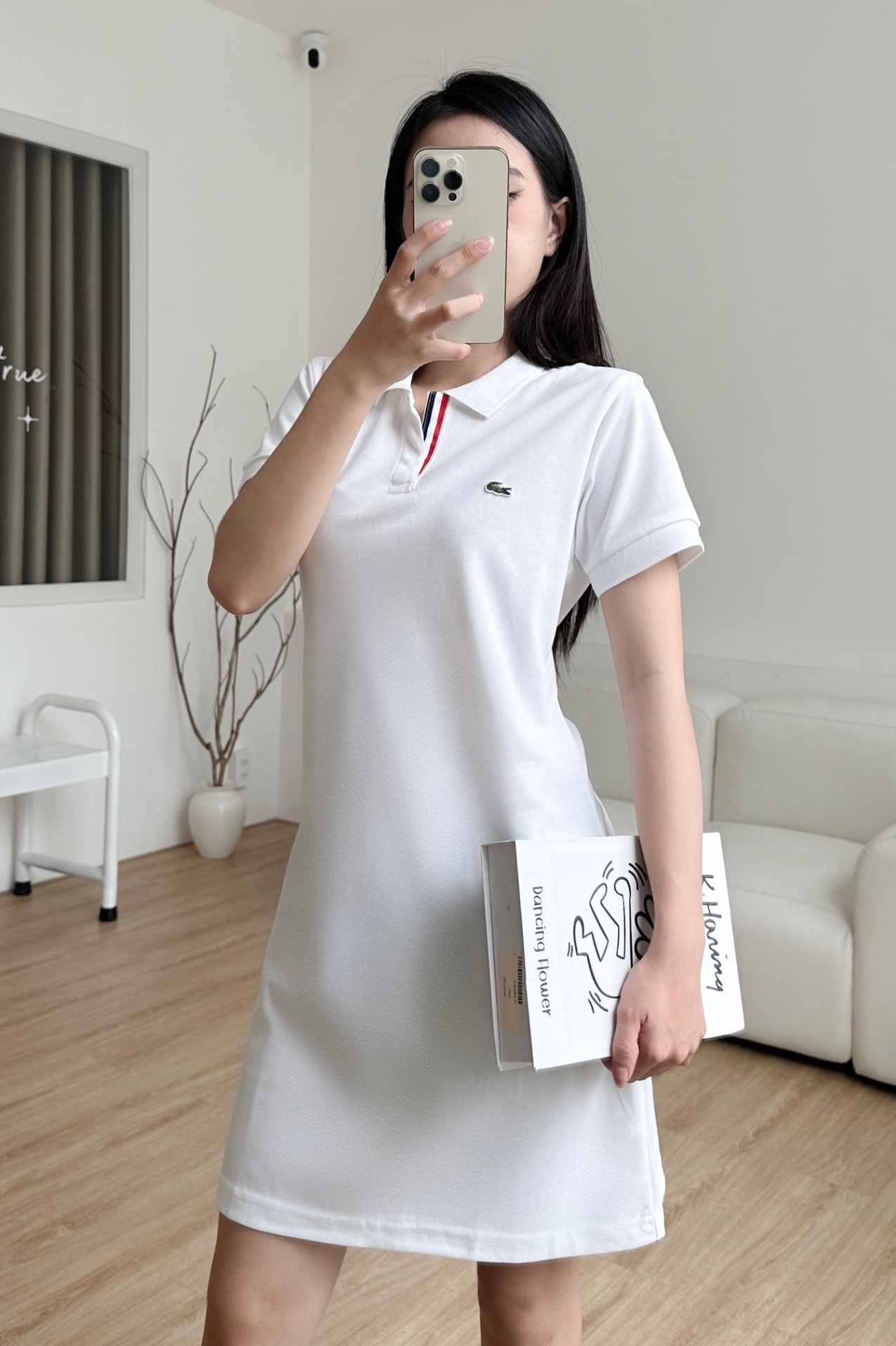 Đầm polo nữ LCSTE phối viền 122-Trắng