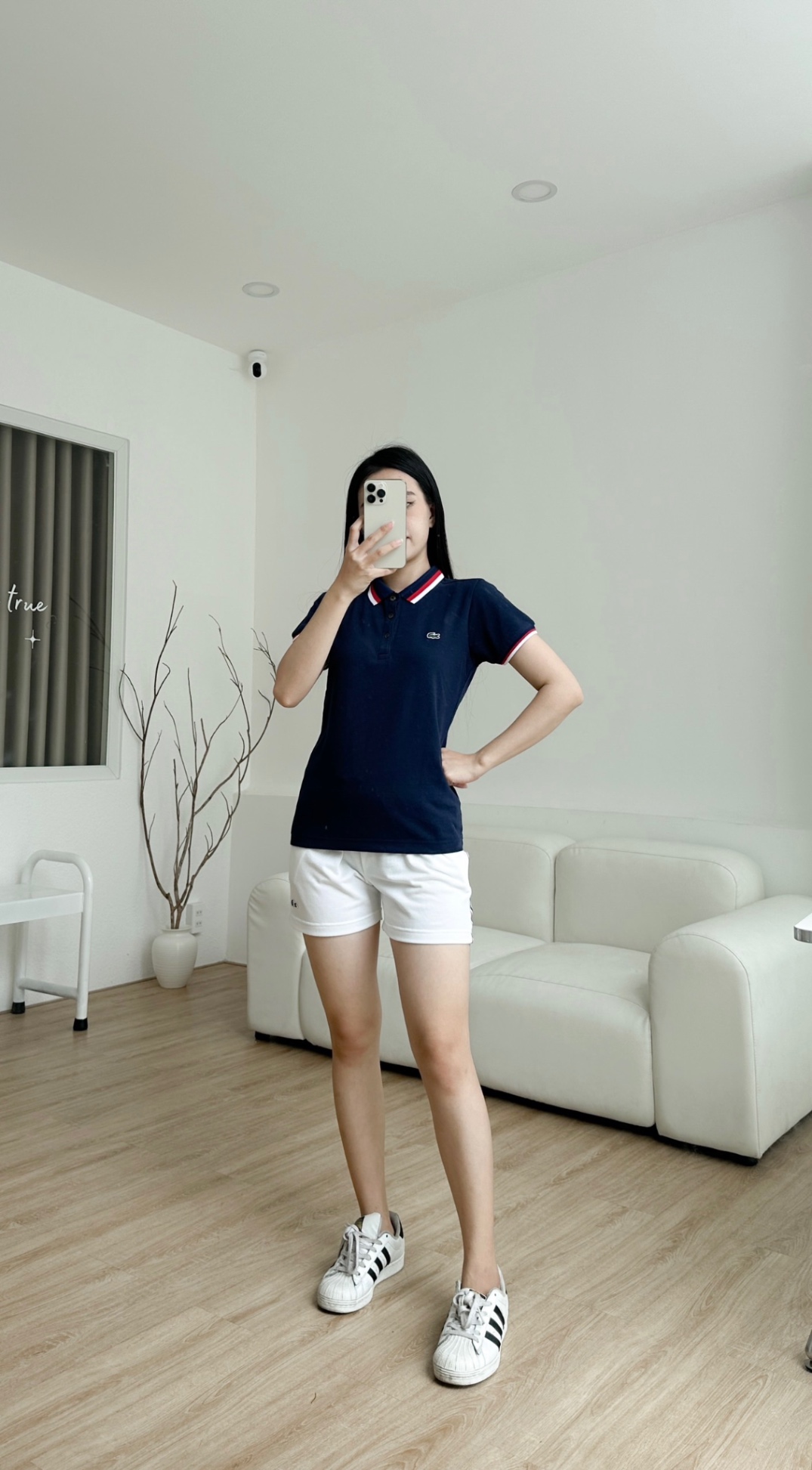 Áo polo nữ LCSTE phối viền 144-Xanh navy