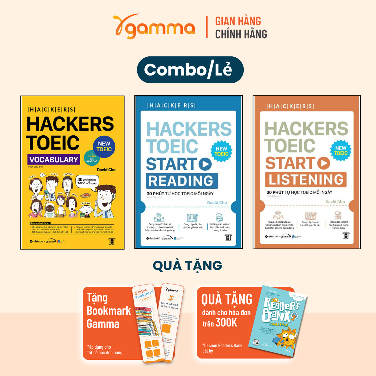 Combo Hackers TOEIC Vocabulary + Hackers TOEIC Start Reading + Hackers TOEIC Start Listening