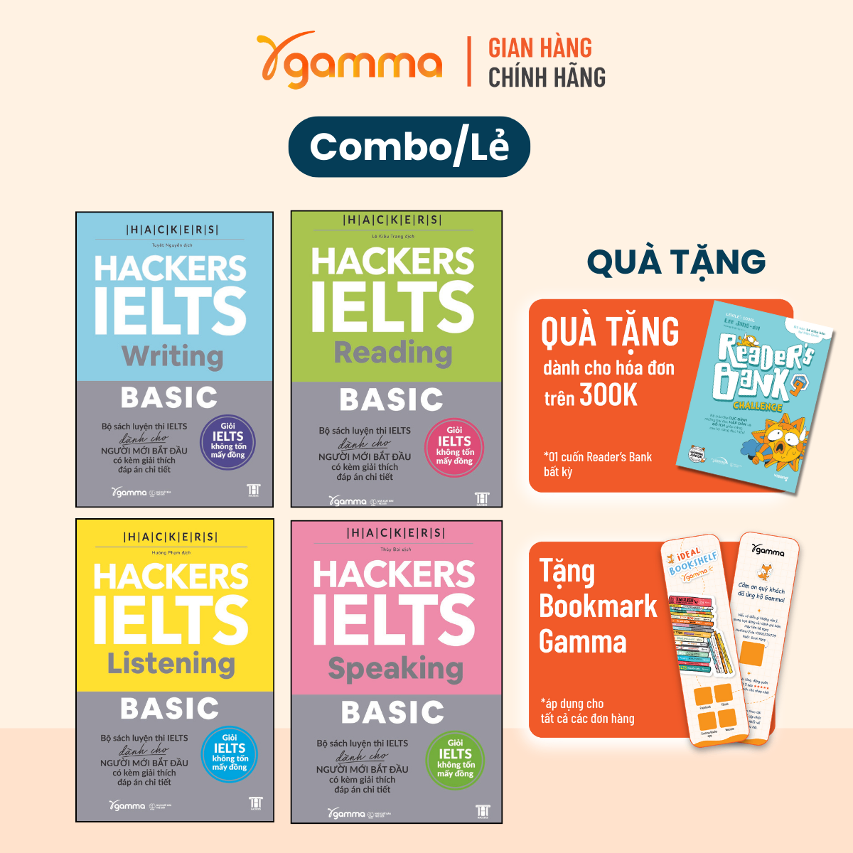 Combo Hackers IELTS Writing + Speaking + Reading + Listening Basic