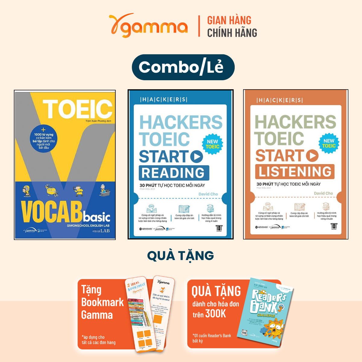 Combo Hackers Toeic Start Listening + Hackers Toeic Start Reading - Toeic Vocab Basic