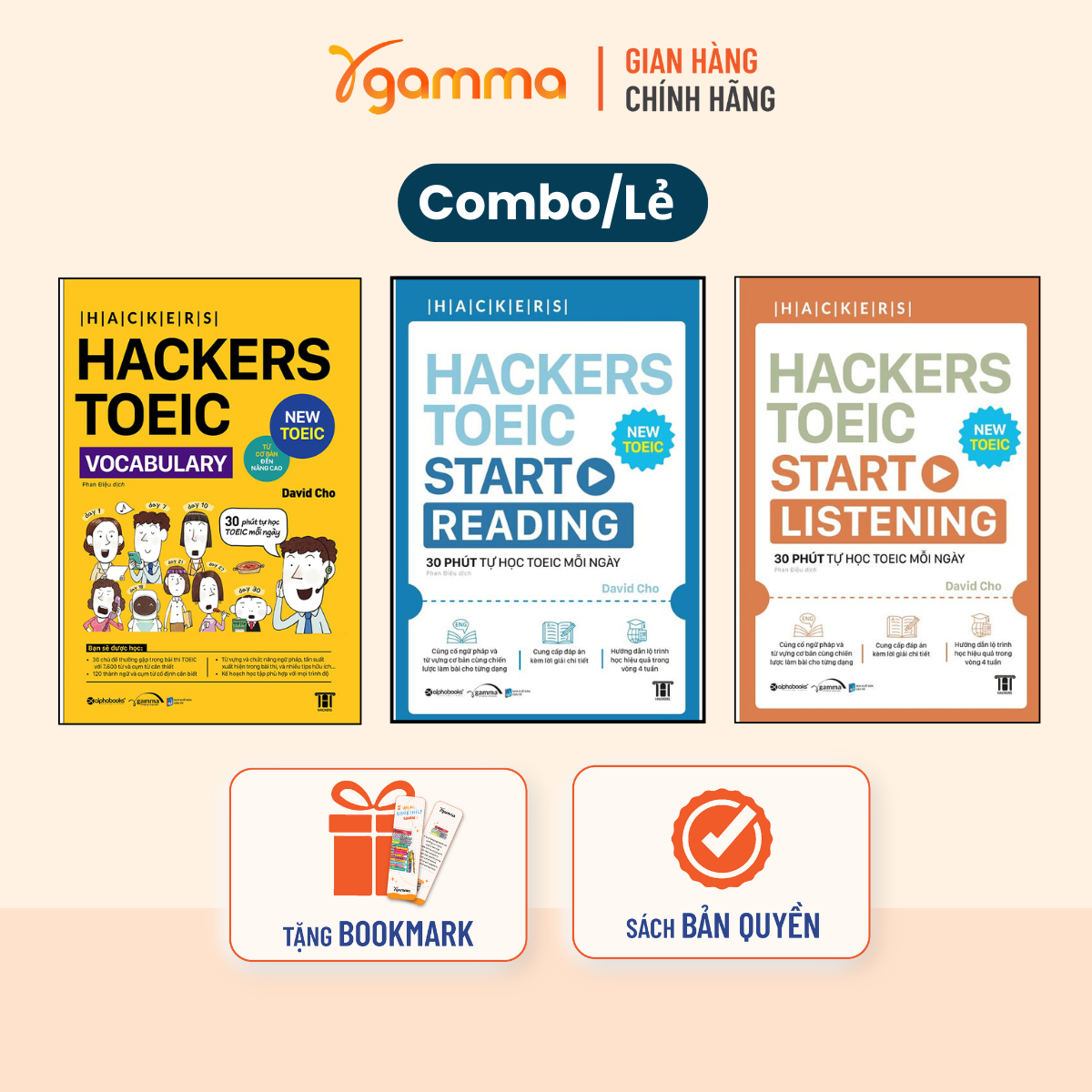 Combo Hackers TOEIC Vocabulary + Hackers TOEIC Start Reading + Hackers TOEIC Start Listening