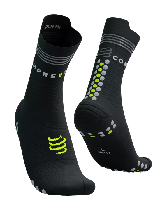 TẤT COMPRESSPORT PRO RACING SOCKS V4.0 RUN HIGH FLASH - BLACK/FLUO YELLOW