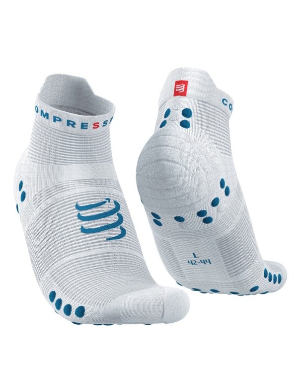 TẤT PRO RACING SOCKS V4.0 RUN LOW COMPRESSPORT - WHITE/ JORD BLUE