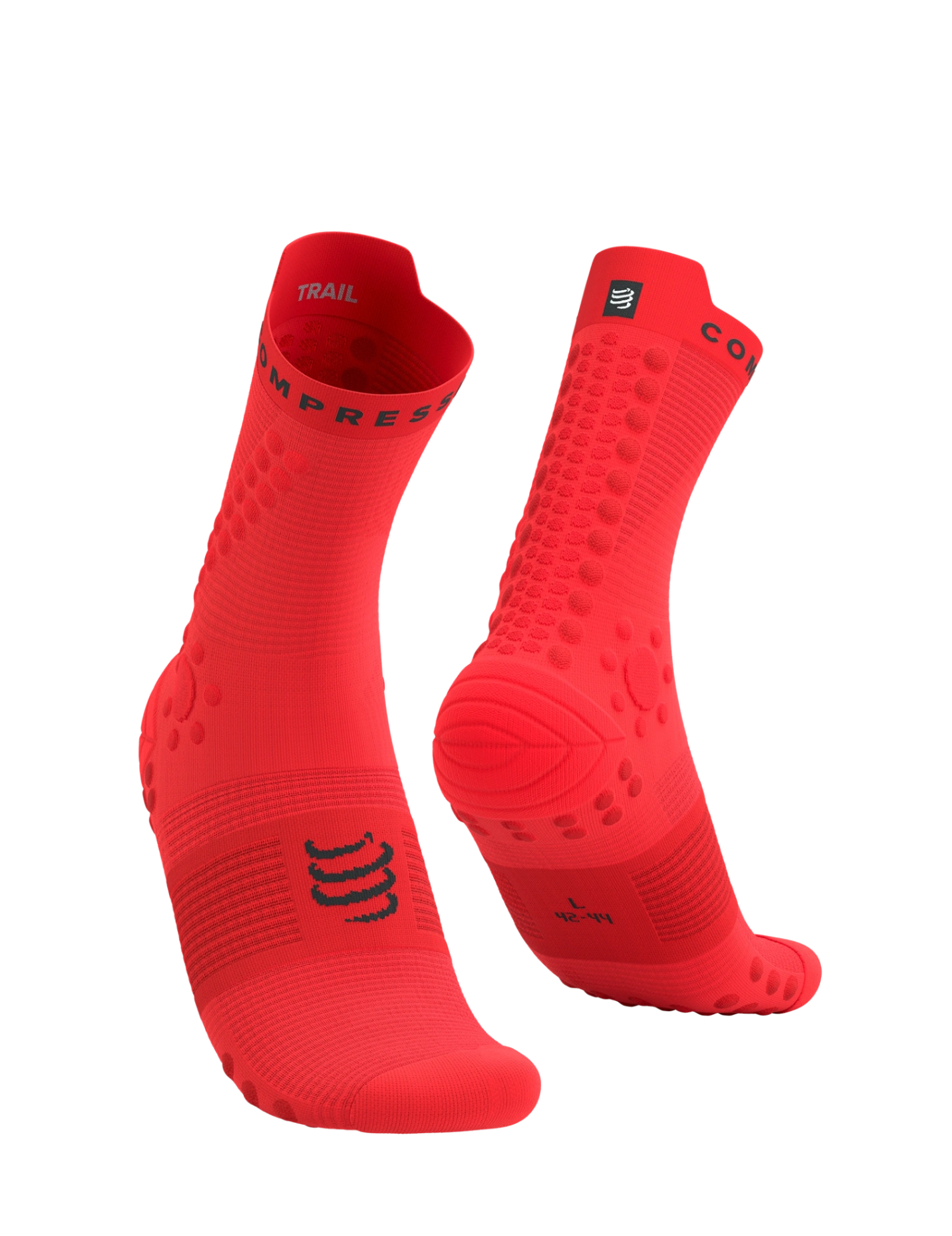 TẤT COMPRESSPORT PRO RACING SOCKS V4.0 TRAIL - FLUO RED BLACK
