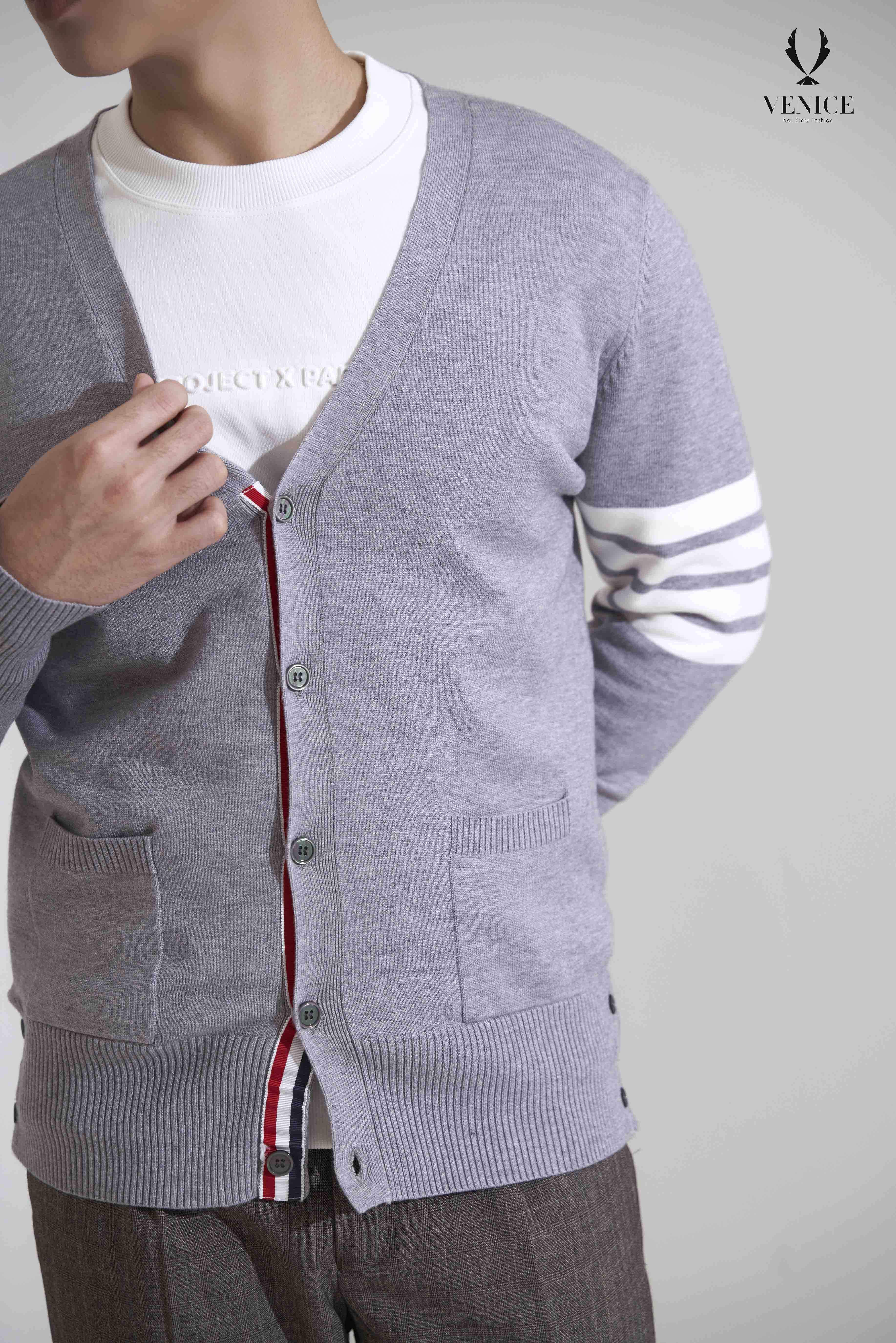 Áo len cao cấp ghi cardigan