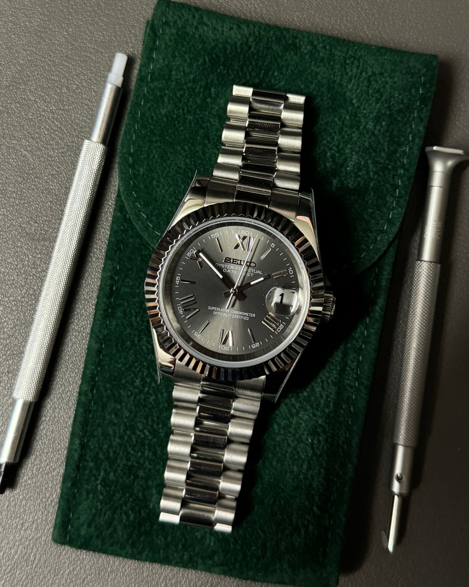 Seiko Mod - Dayjust Grey Roman