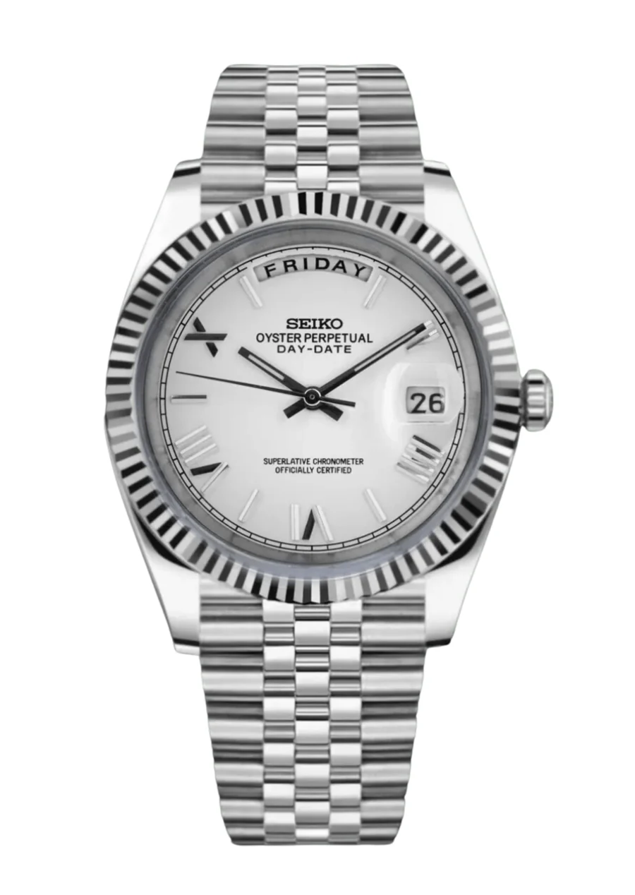 Seiko Mod - Day-Date White Roman