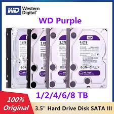 Western Digital WD Purple 1TB 2TB 4TB 6TB 8TB 3.5" Hard Drive Surveillance  HDD SATA 6.0Gb/s Disk for cctv Camera AHD DVR IP NVR