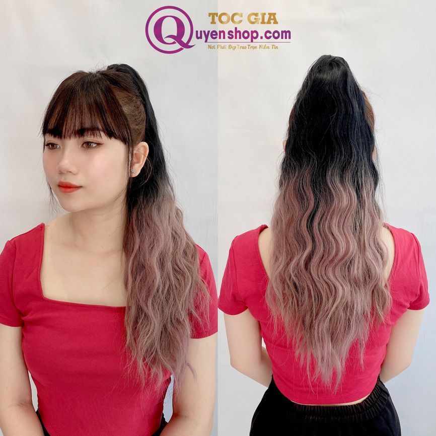 Tóc Ngoạm Xù Ombre Đen Hồng