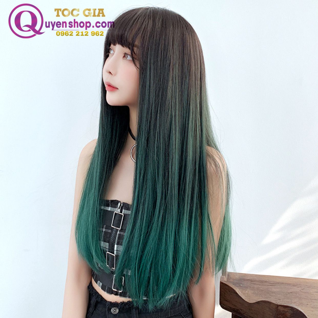 C8237 Bộ Thẳng OmBre Xanh Lá