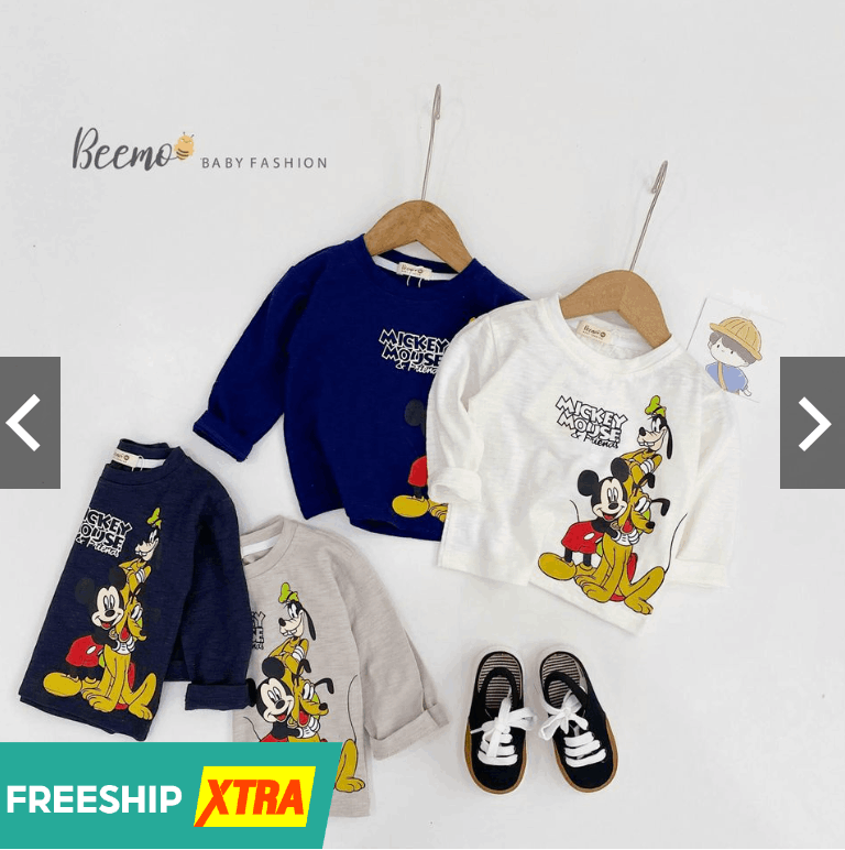 Áo dài tay in hình mickey Beemo