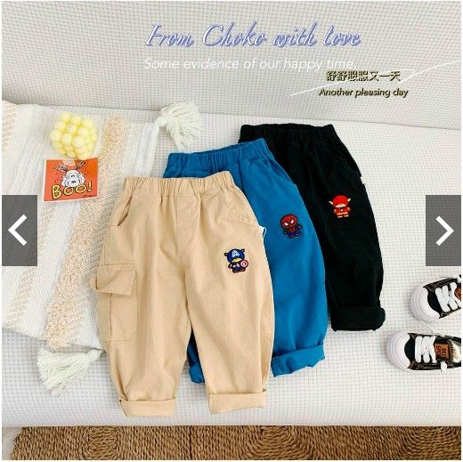 Quần linen dài thêu hình siêu anh hùng