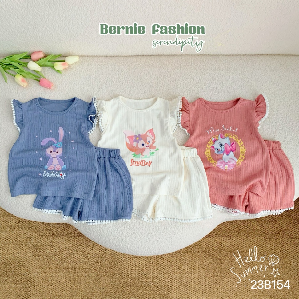 Bộ bé gái cánh tiên viền ren hat Bernie
