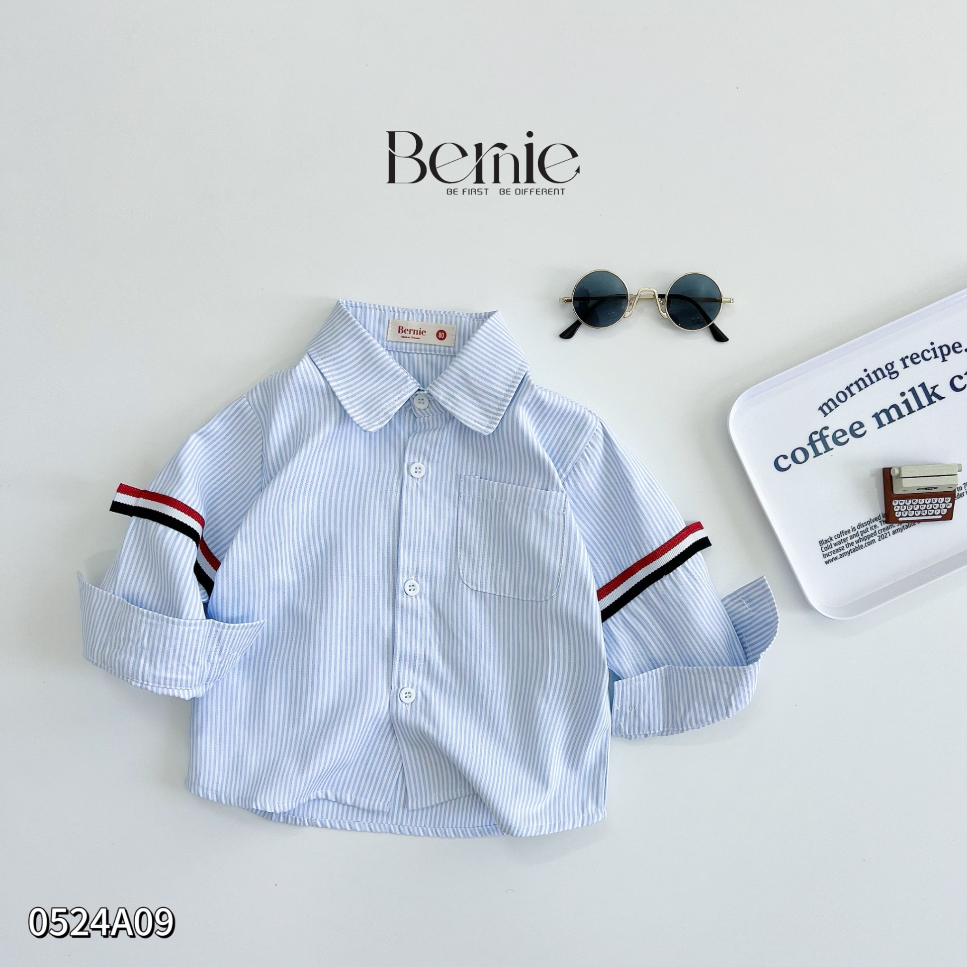 Áo sơ mi thô hàn dài tay Thom Browne Bernie cho bé
