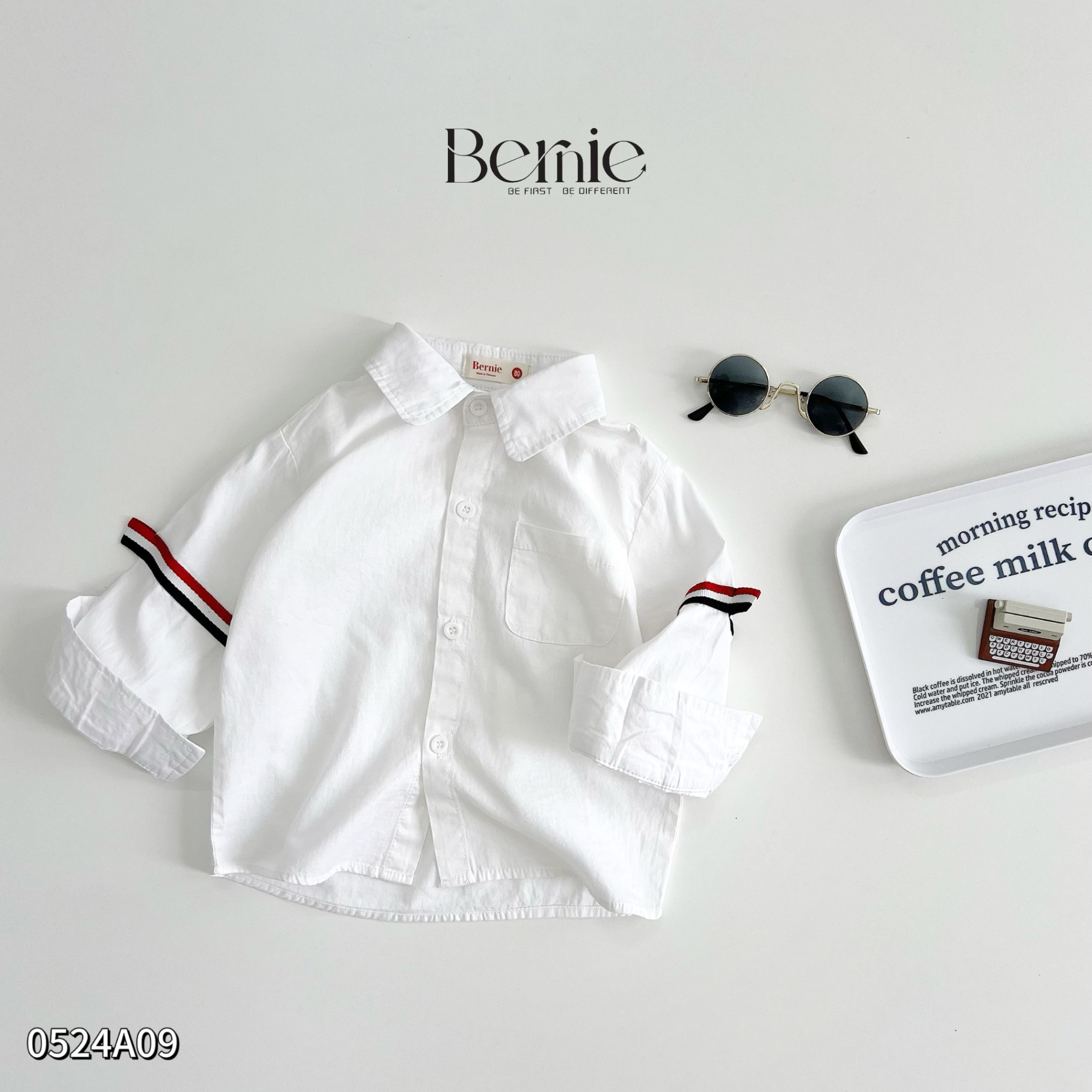 Áo sơ mi thô hàn dài tay Thom Browne Bernie cho bé