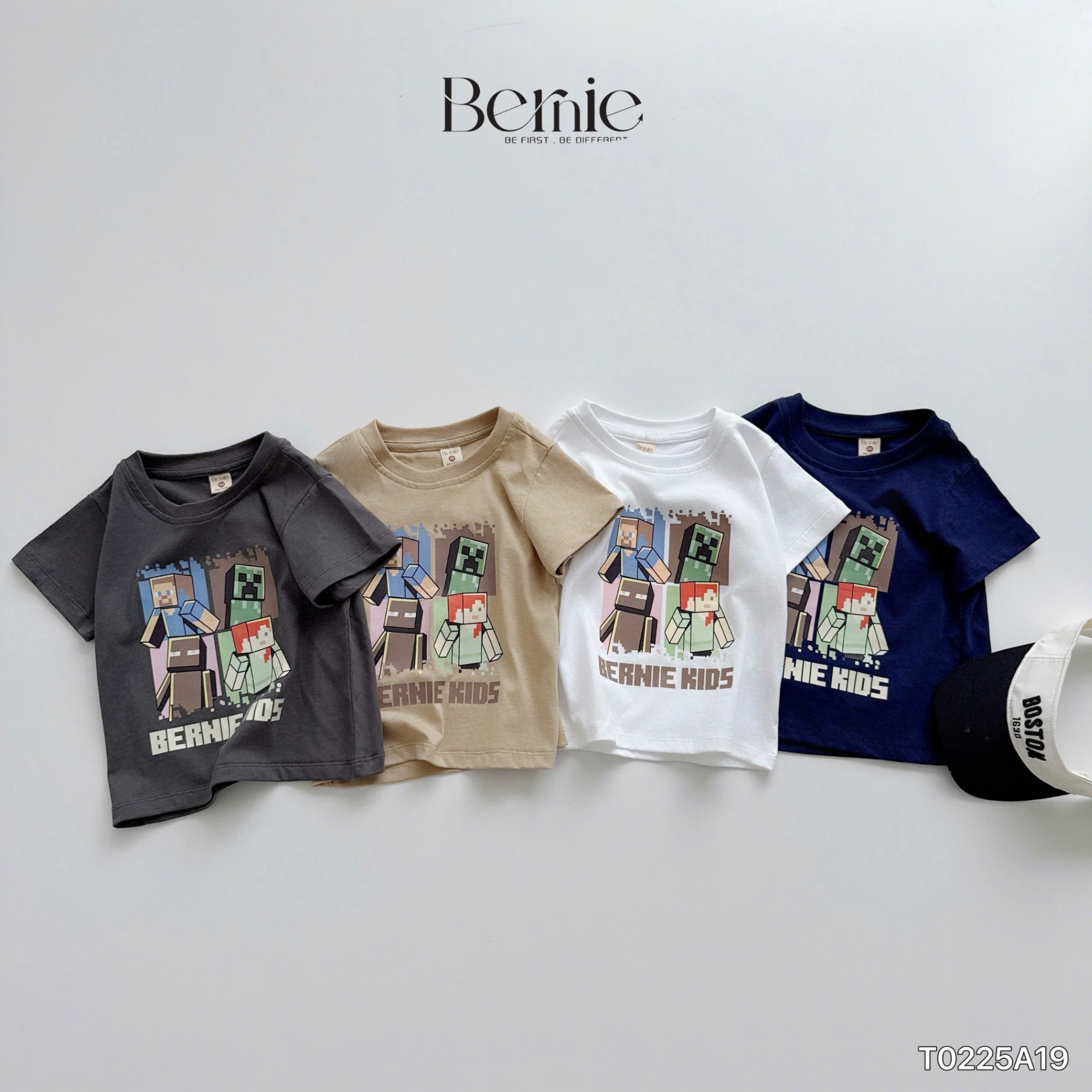 Áo cotton cộc tay Minecraft Bernie SIZE NHÍ