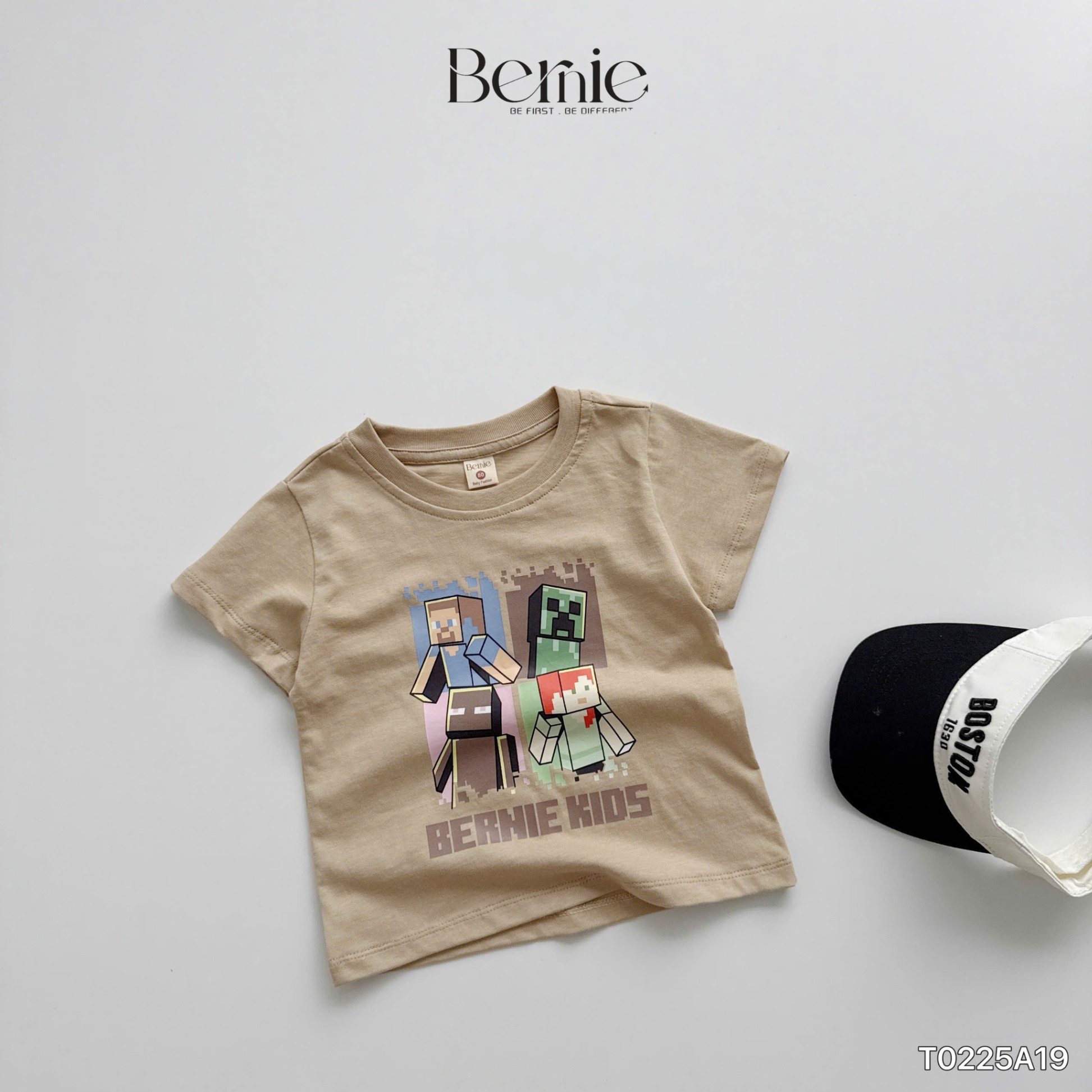 Áo cotton cộc tay Minecraft Bernie SIZE NHÍ