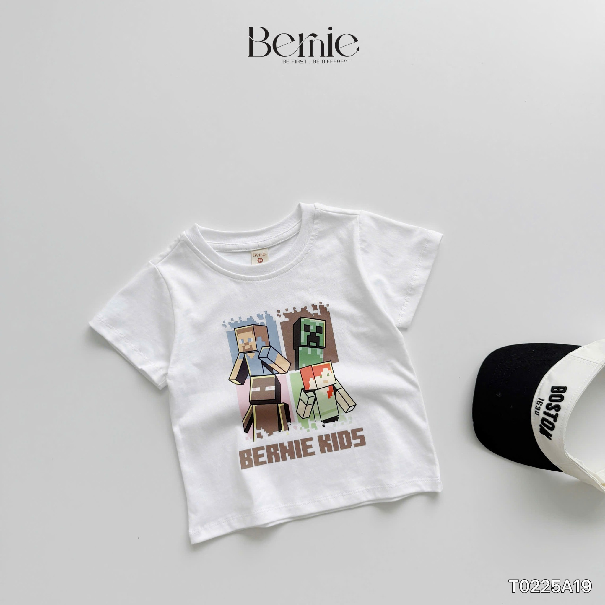 Áo cotton cộc tay Minecraft Bernie SIZE NHÍ