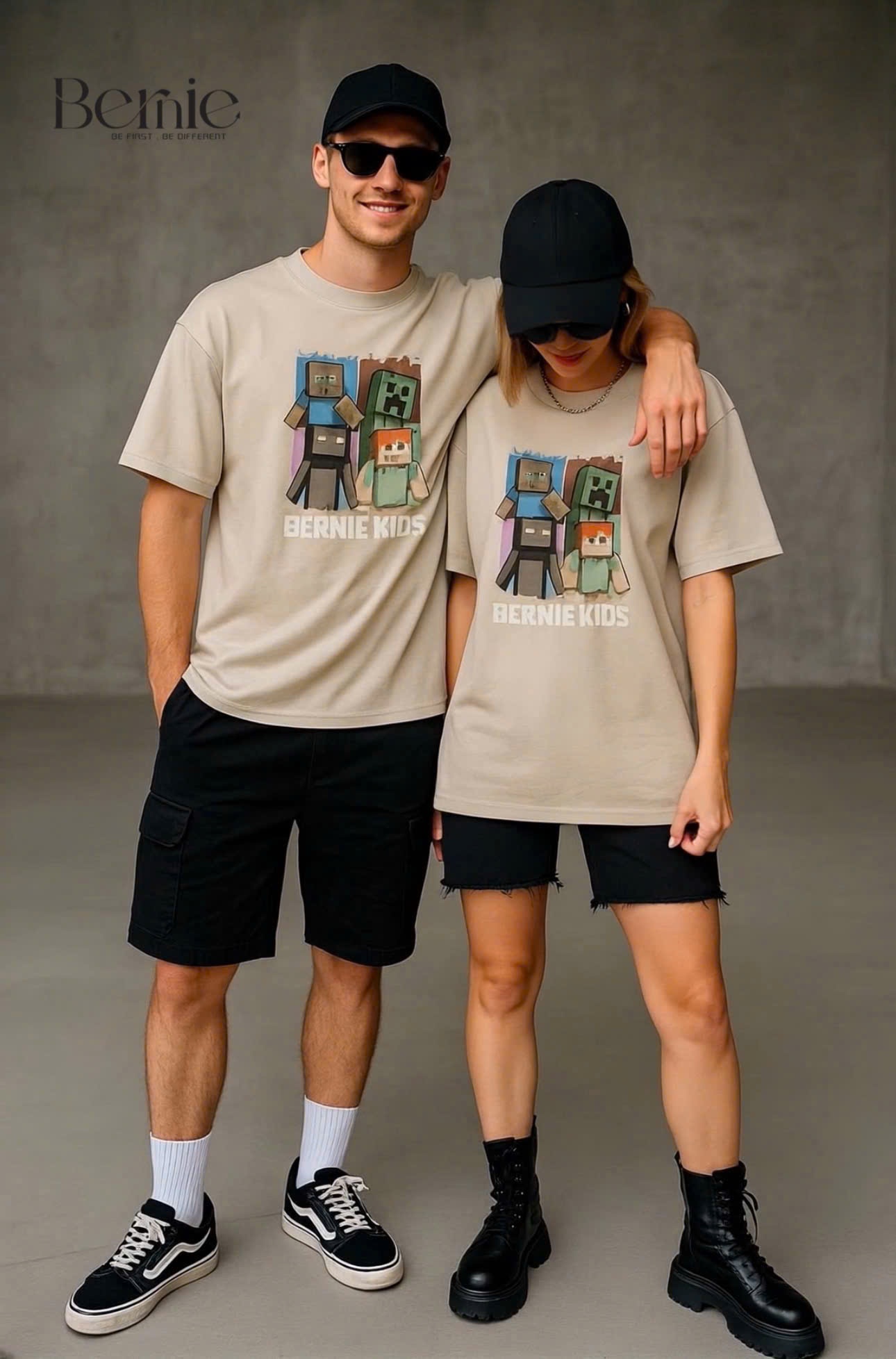 Áo cotton cộc tay Minecraft Bernie SIZE Trung và Bố mẹ