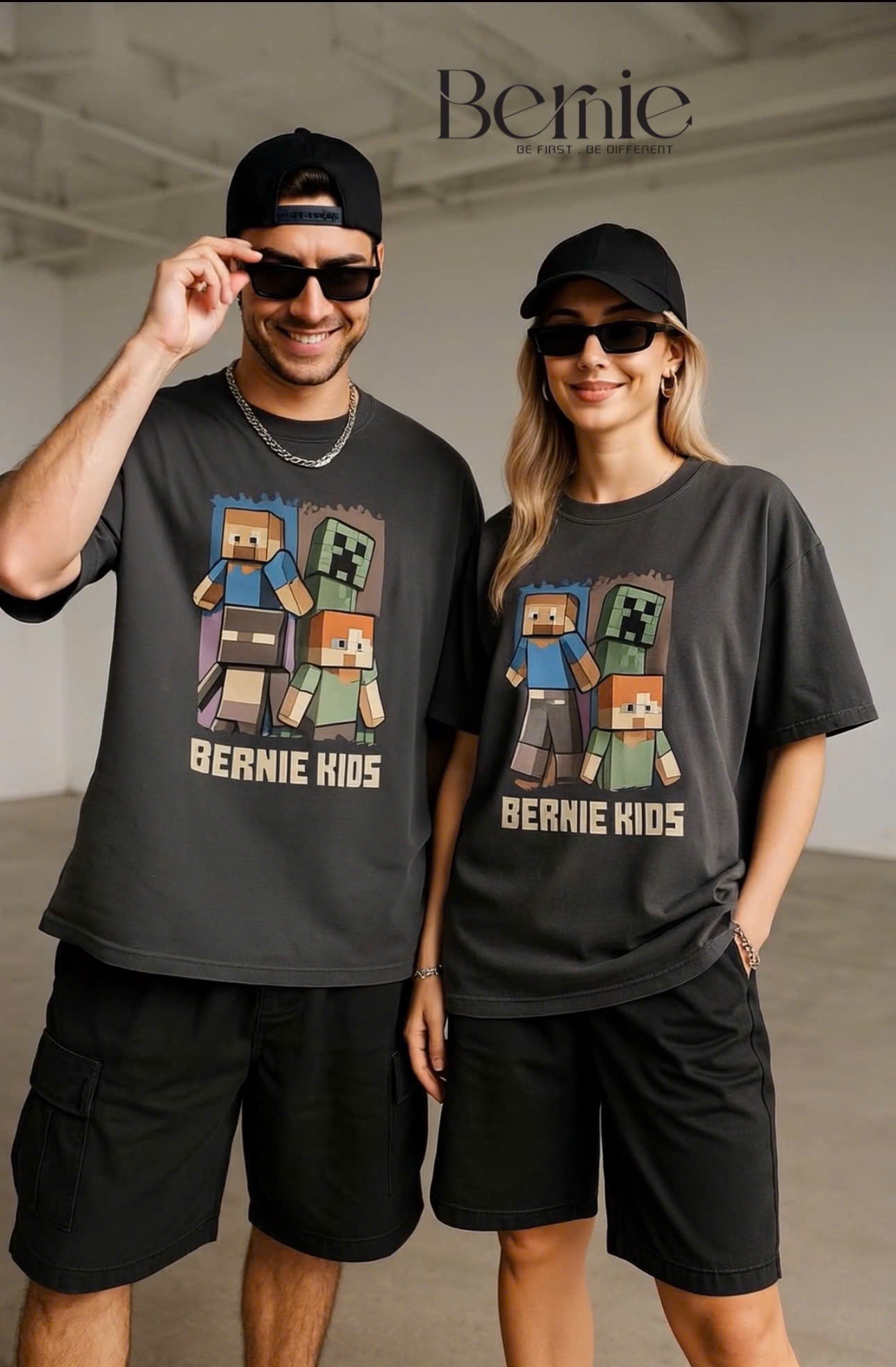 Áo cotton cộc tay Minecraft Bernie SIZE Trung và Bố mẹ