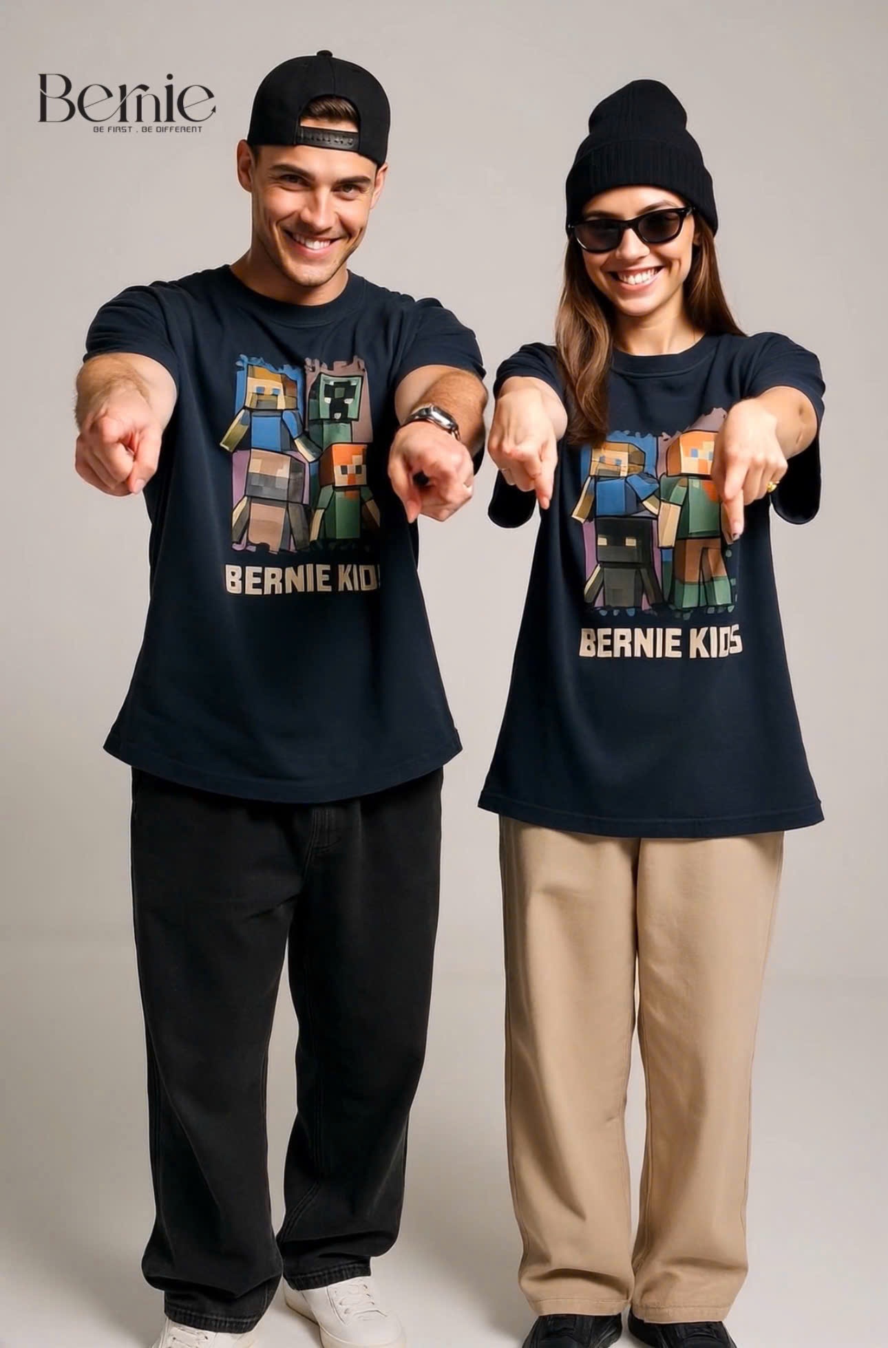 Áo cotton cộc tay Minecraft Bernie SIZE Trung và Bố mẹ