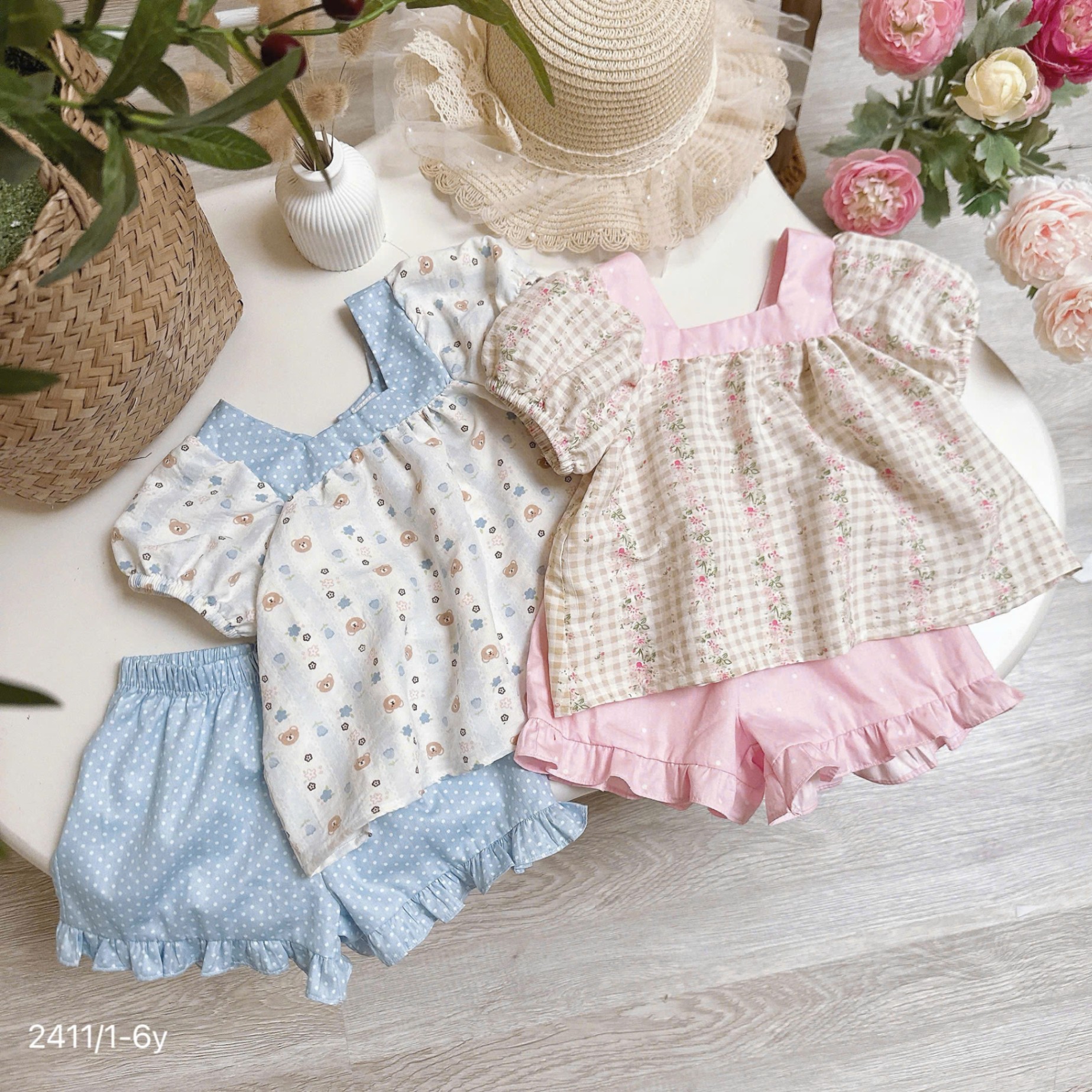 Set bộ đũi hàn cổ vuông OPKIDS