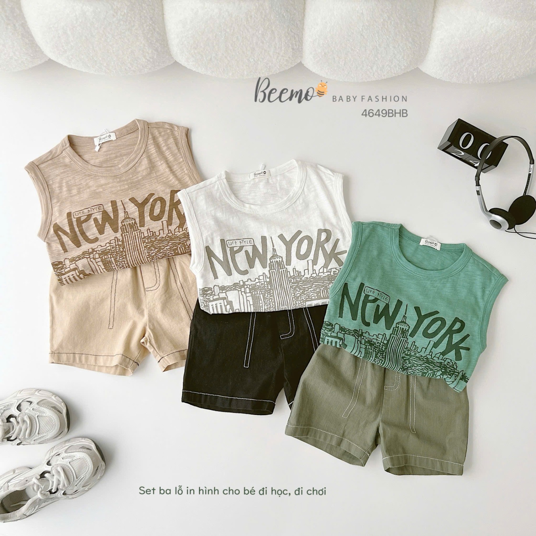 Set ba lỗ in hình New York City Beemo