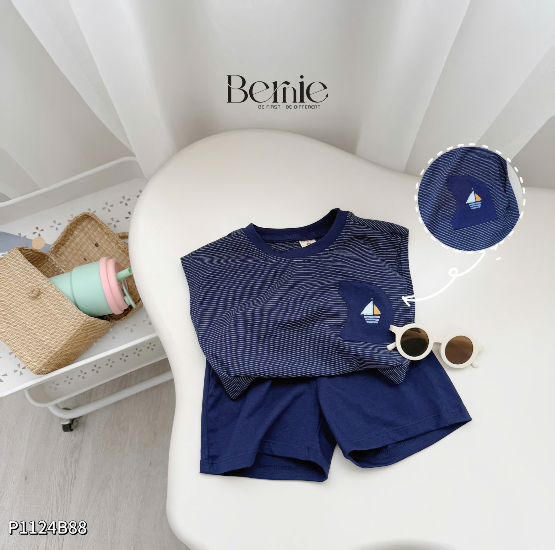 Set tanktop kẻ ngang Bernie