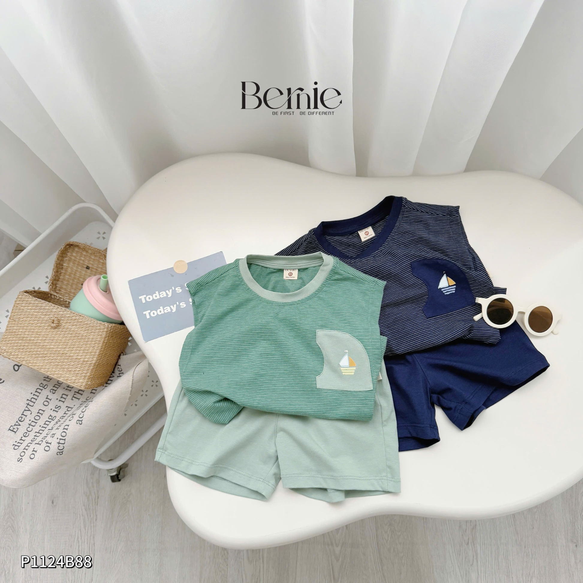 Set tanktop kẻ ngang Bernie