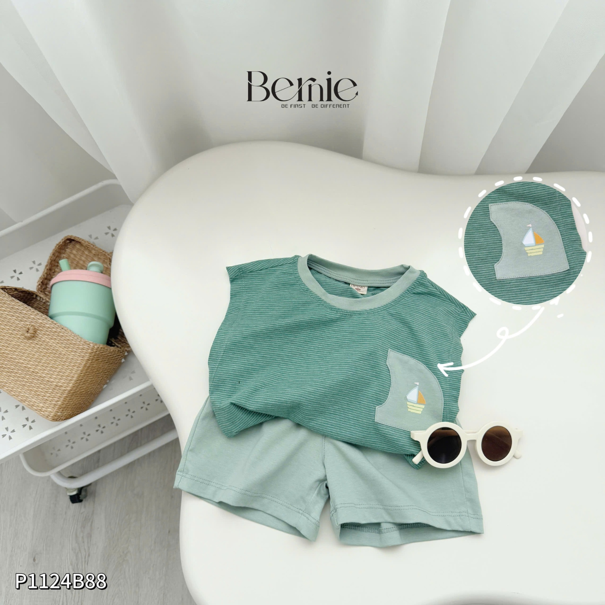 Set tanktop kẻ ngang Bernie