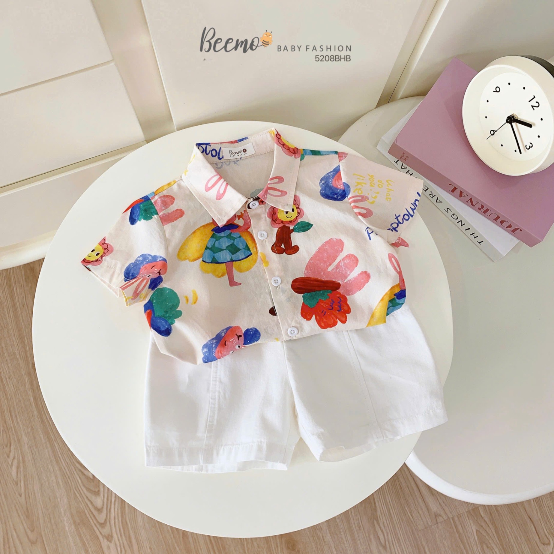 Set sơ mi in tràn họa tiết summer vibes Beemo
