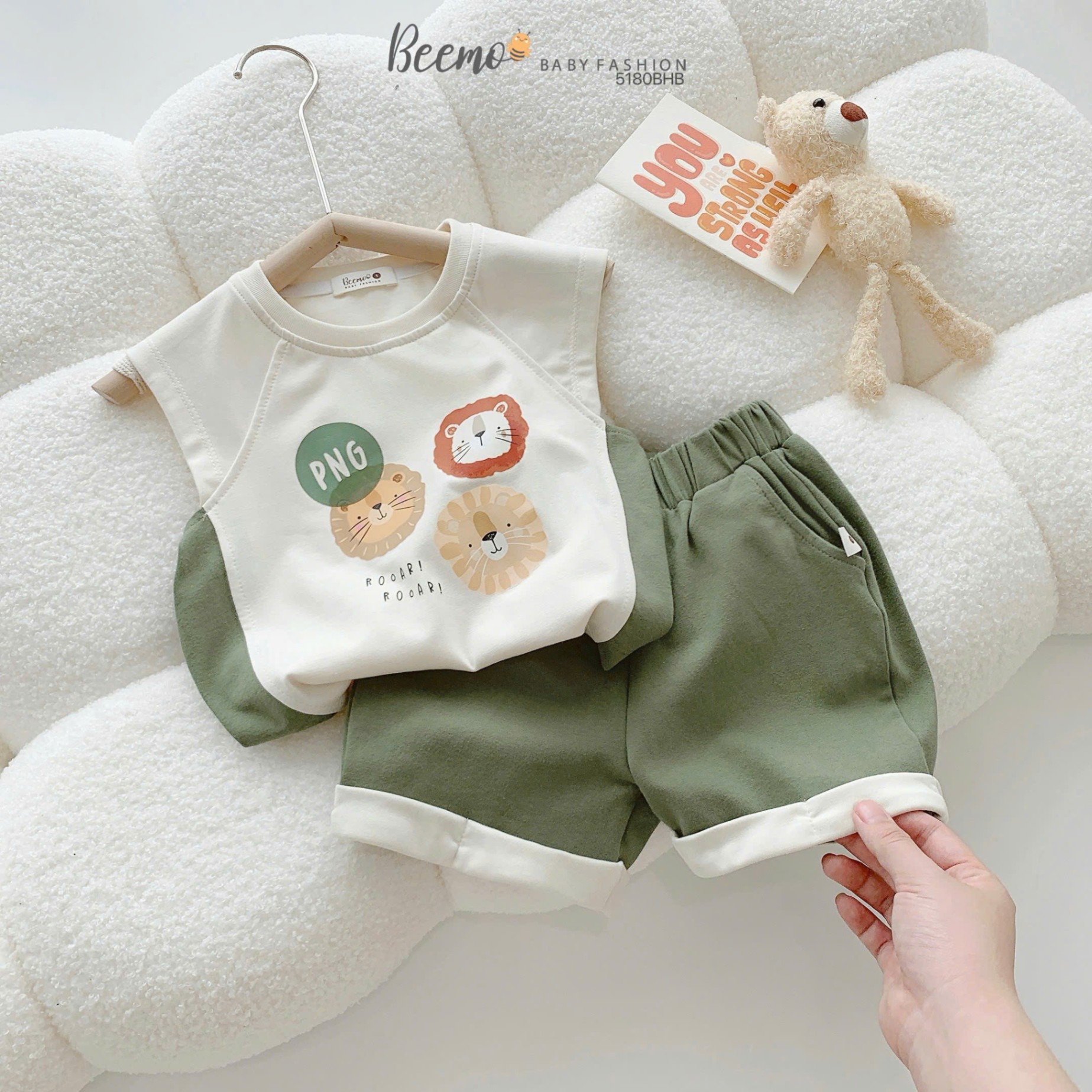 Set thun sát nách in sư tử dễ thương Beemo