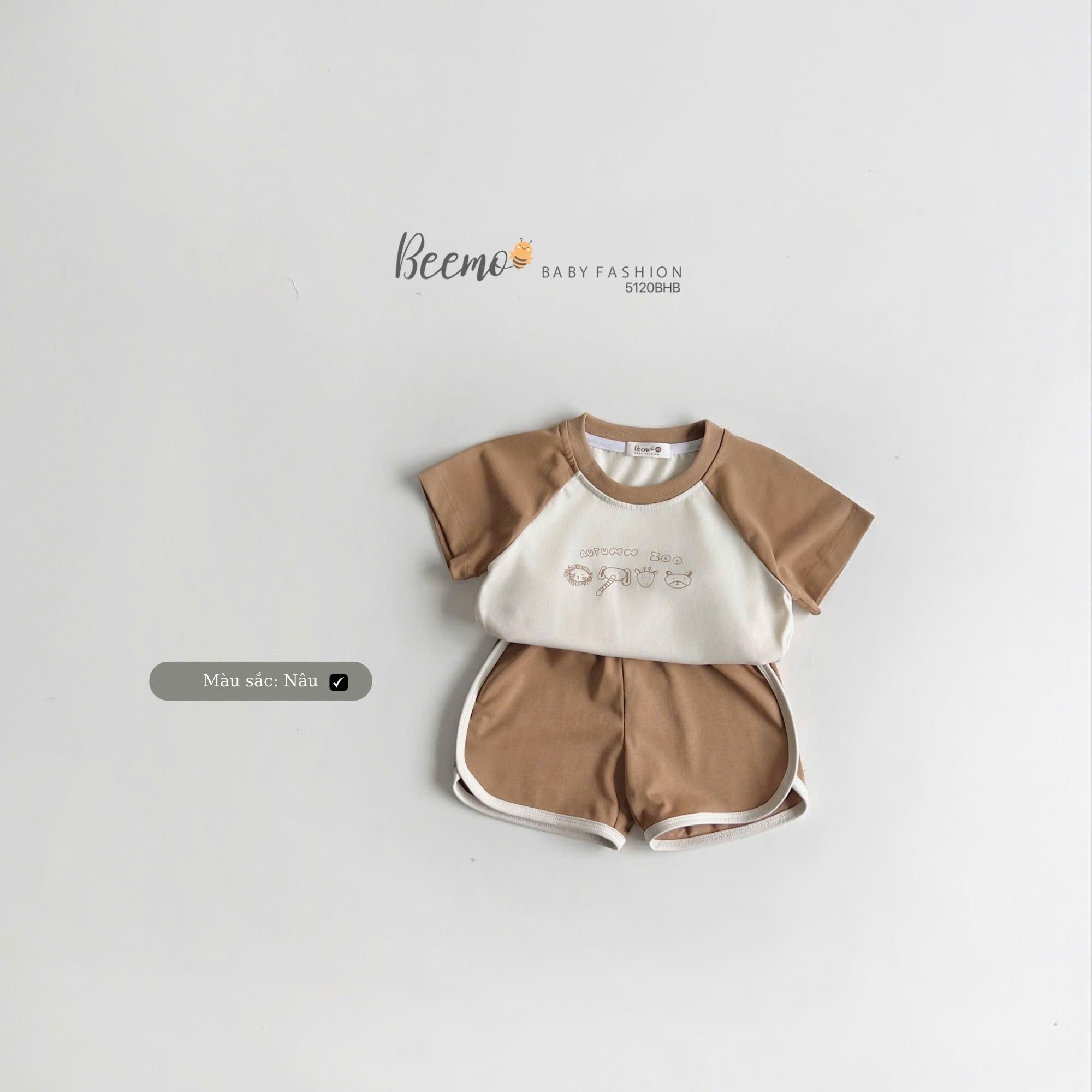 Set cộc tay raglan in hình dễ thương Beemo