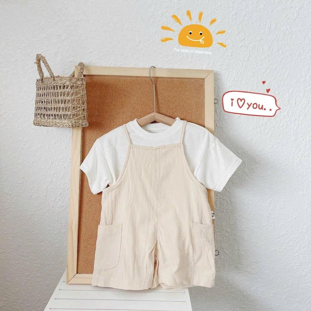 Bộ yếm thô phối áo phông trắng Mozi