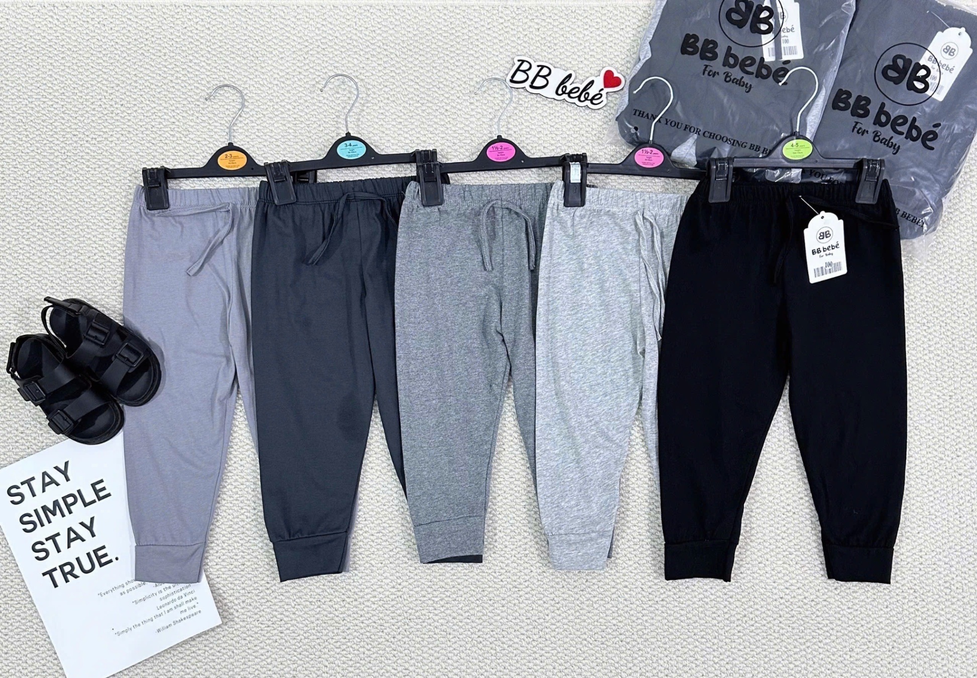 Combo 5 quần jogger cotton bé trai VNXK