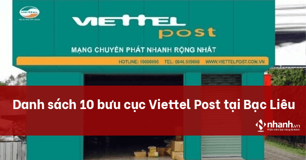 Danh sách 10 bưu cục Viettel Post tại Bạc Liêu