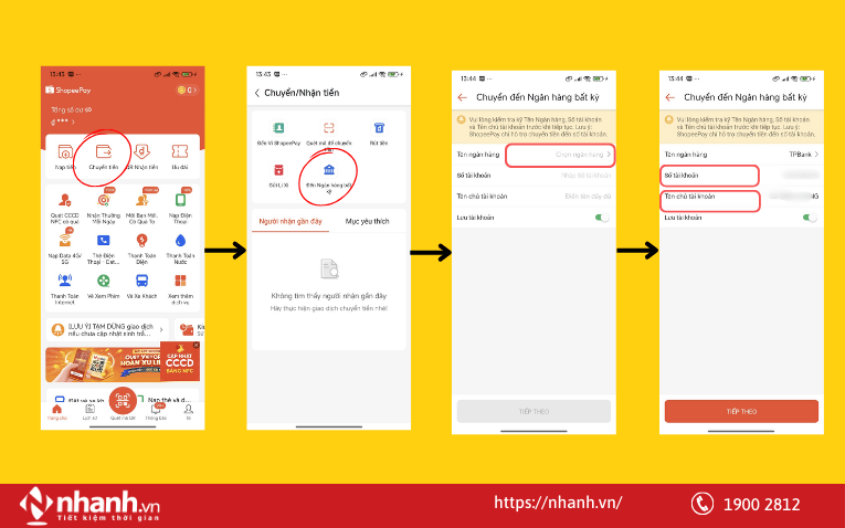 Cách chuyển tiền từ ví ShopeePay về ngân hàng