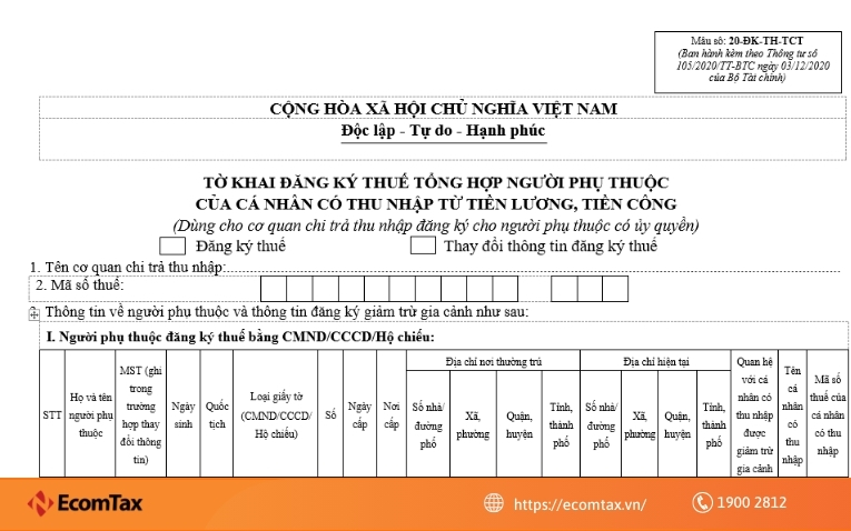 Mẫu 20-ĐK-TCT