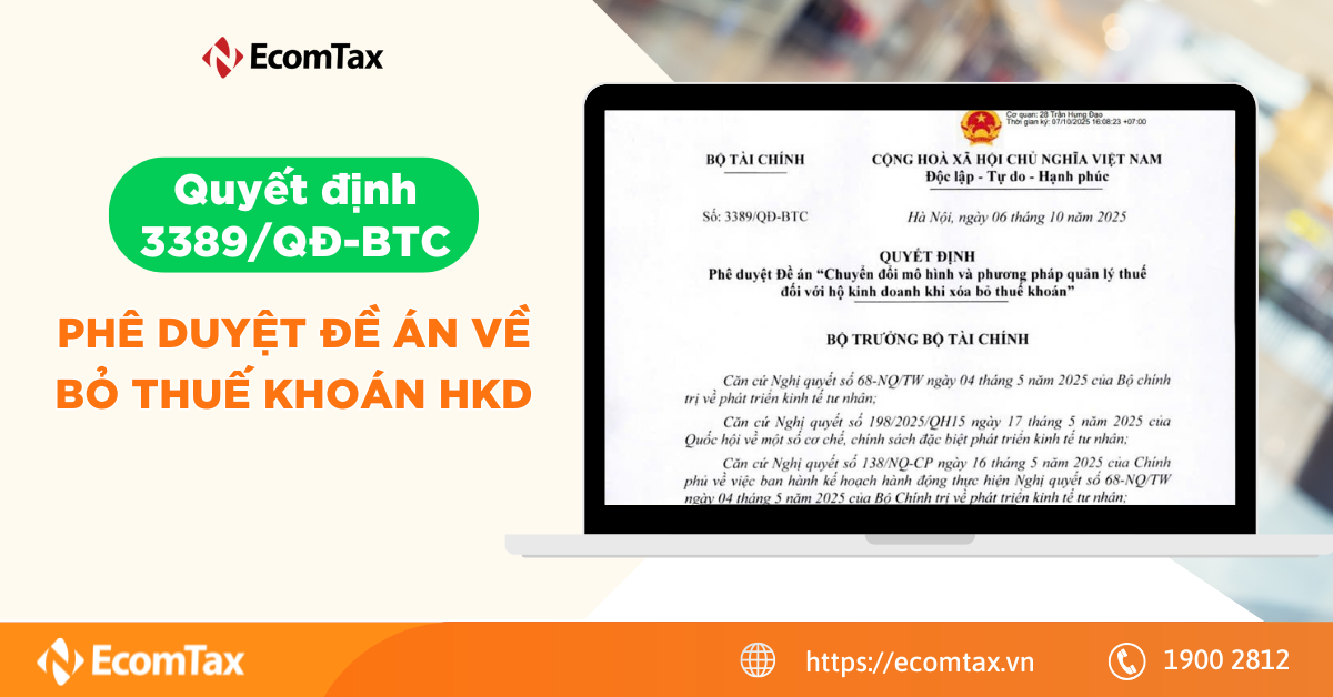 Quyết định 3389/QĐ-BTC phê duyệt Đề án về bỏ thuế khoán HKD