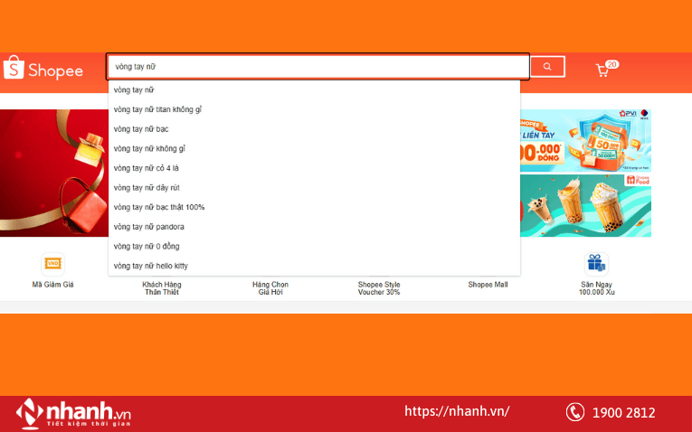 Thanh tìm kiếm Shopee
