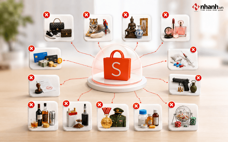 Các mặt hàng không được phép bày bán trên Shopee