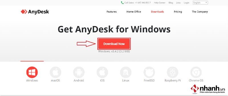 Giao diện trang chủ download phần mềm AnyDesk