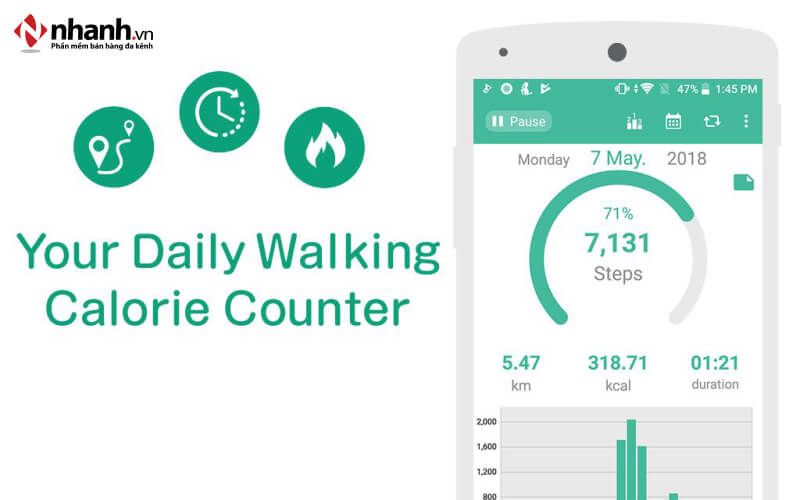 Step Counter Maipo app hỗ trợ đếm bước chân trên điện thoại Android