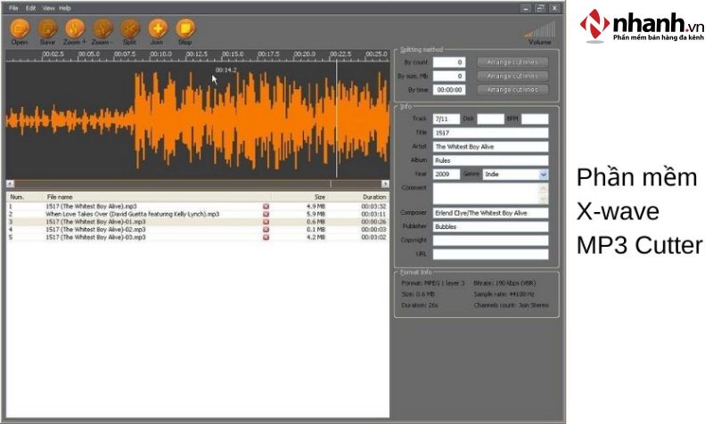 Phần mềm chuyên nghiệp X-Wave MP3 Cutter Joiner