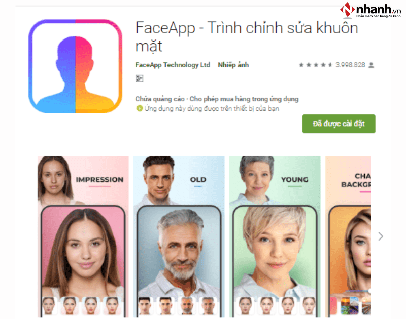 Ứng dụng ghép mặt mày vô hình họa free - FaceApp