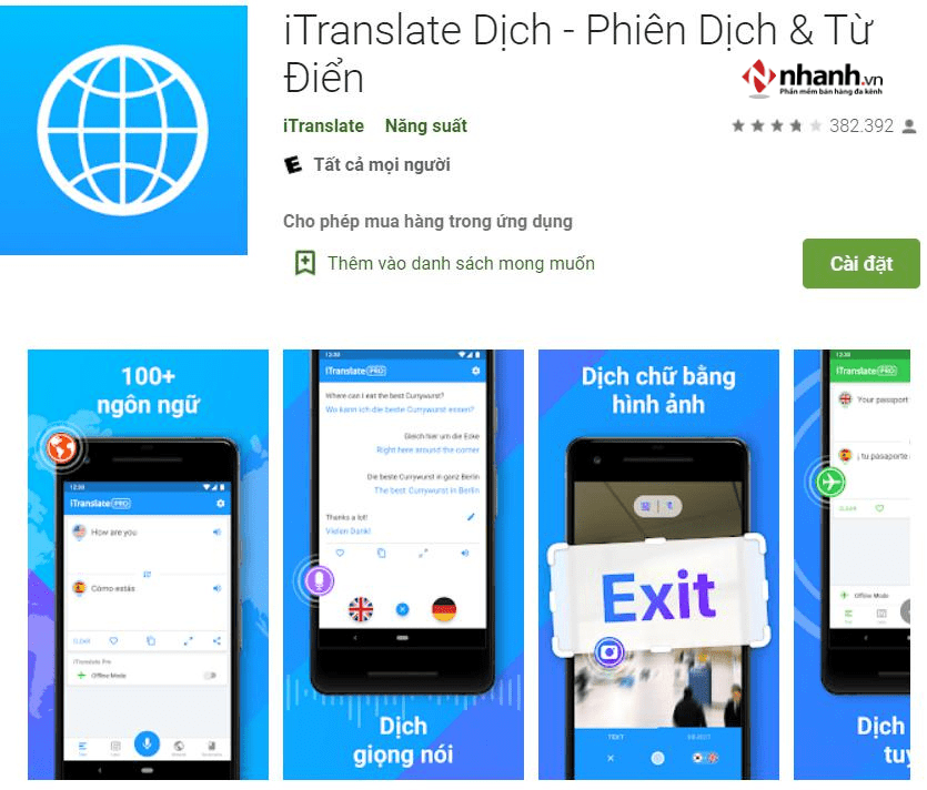 Phần mềm dịch tiếng Trung chuẩn Itranslate